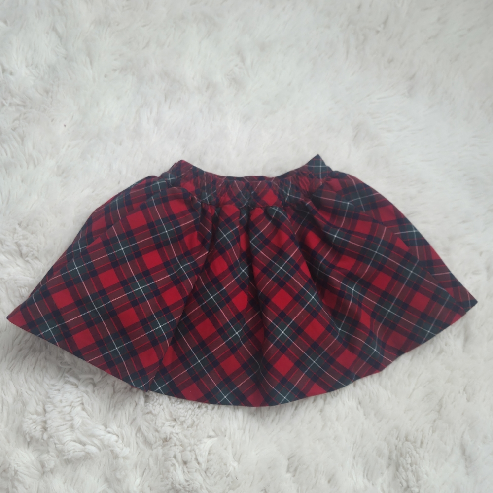 Janie and Jack Red and Green Checkered Skirt